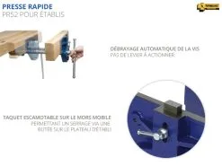 ETABLIS FRANCOIS - EMR Etablis Menuisier Avec Presse Avant à Serrage Rapide PR52 -Scheppach Soldes Magasin ETABLIS FRANCOIS EMR Etablis menuisier avec presse avant 4