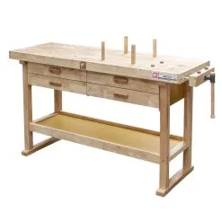 HOLZMANN - WB162L - Établi Bois Massif - 1640 Mm - 4 Tiroirs - Charge 150 Kg