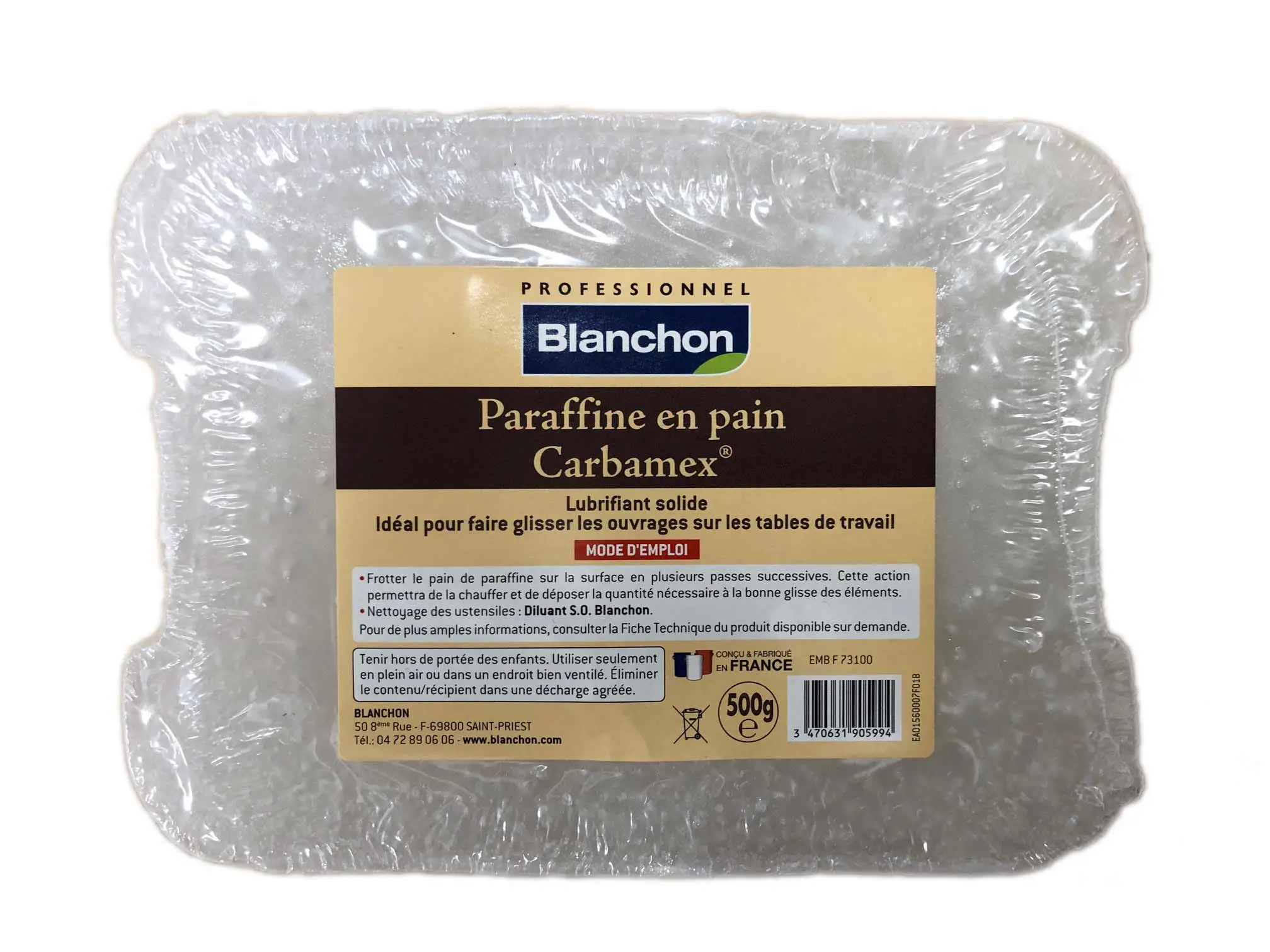 BLANCHON - Paraffine Lubrifiante En Pain - Carbamex - 500g 3 BLANCHON - Paraffine Lubrifiante En Pain - Carbamex - 500g