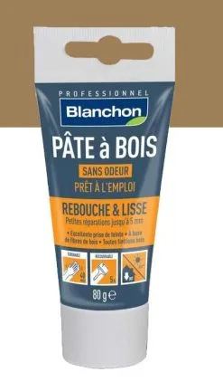BLANCHON - Pâte à Bois - Rebouchage & Lissage - 80g - 250g - 500g - Différentes Teintes -Scheppach Soldes Magasin Pate a bois Blanchon teinte chene fonce