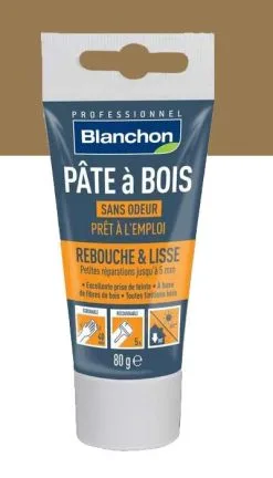BLANCHON - Pâte à Bois - Rebouchage & Lissage - 80g - 250g - 500g - Différentes Teintes -Scheppach Soldes Magasin Pate a bois Blanchon teinte chene moyen