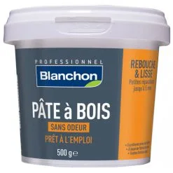 BLANCHON - Pâte à Bois - Rebouchage & Lissage - 80g - 250g - 500g - Différentes Teintes -Scheppach Soldes Magasin Pate a bois Blanchon en pot 1
