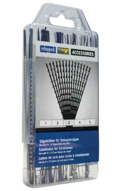 SCHEPPACH - Kit De 5 X 12 Lames De Scie à Chantourner Sans Ergots, Pour Le Bois 7 SCHEPPACH - Kit De 5 X 12 Lames De Scie à Chantourner Sans Ergots, Pour Le Bois -Scheppach Soldes Magasin Scheppach Kit de 5 x 12 lames de scie a chantourner sans
