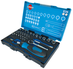 LEMAN - Coffret De Douilles 1/4'' + Embouts 36 Pièces
